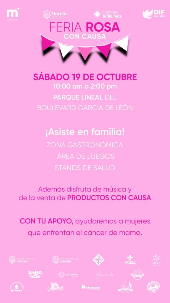 DIF Morelia invita a la Feria Rosa con causa, para apoyar a mujeres que enfrentan cáncer de mama 1 be01264d ad3d 4748 87e0 975d0e640863