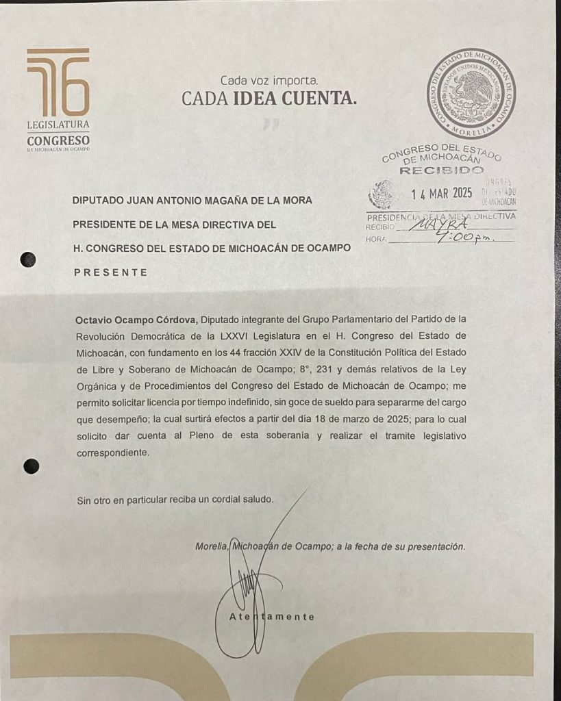 Diputado Octavio Ocampo, solicita licencia para enfocarse en su dirigencia del PRD 1 IMG 0665