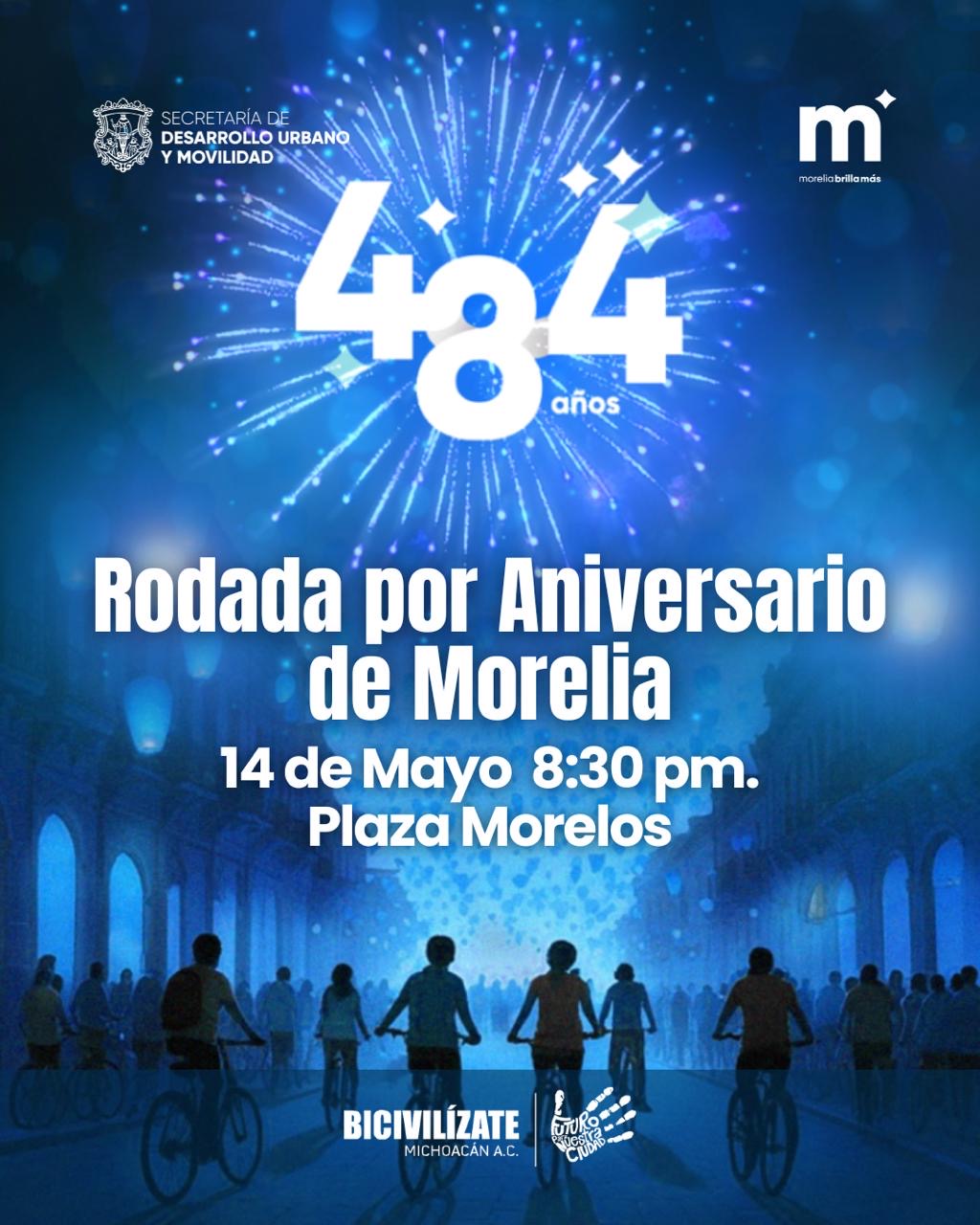 Tu y yo, rodando de noche por Morelia, piénsalo; Ayuntamiento invita a esta actividad por aniversario
